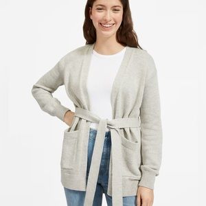 Everlane soft cotton wrap cardigan sweater, size small, light heathered gray